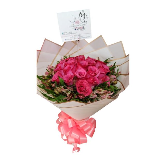 Buchón con rosas y astromelias, entrega rápida en Cali