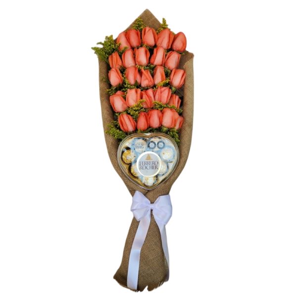 Bouquet de rosas más chocolate